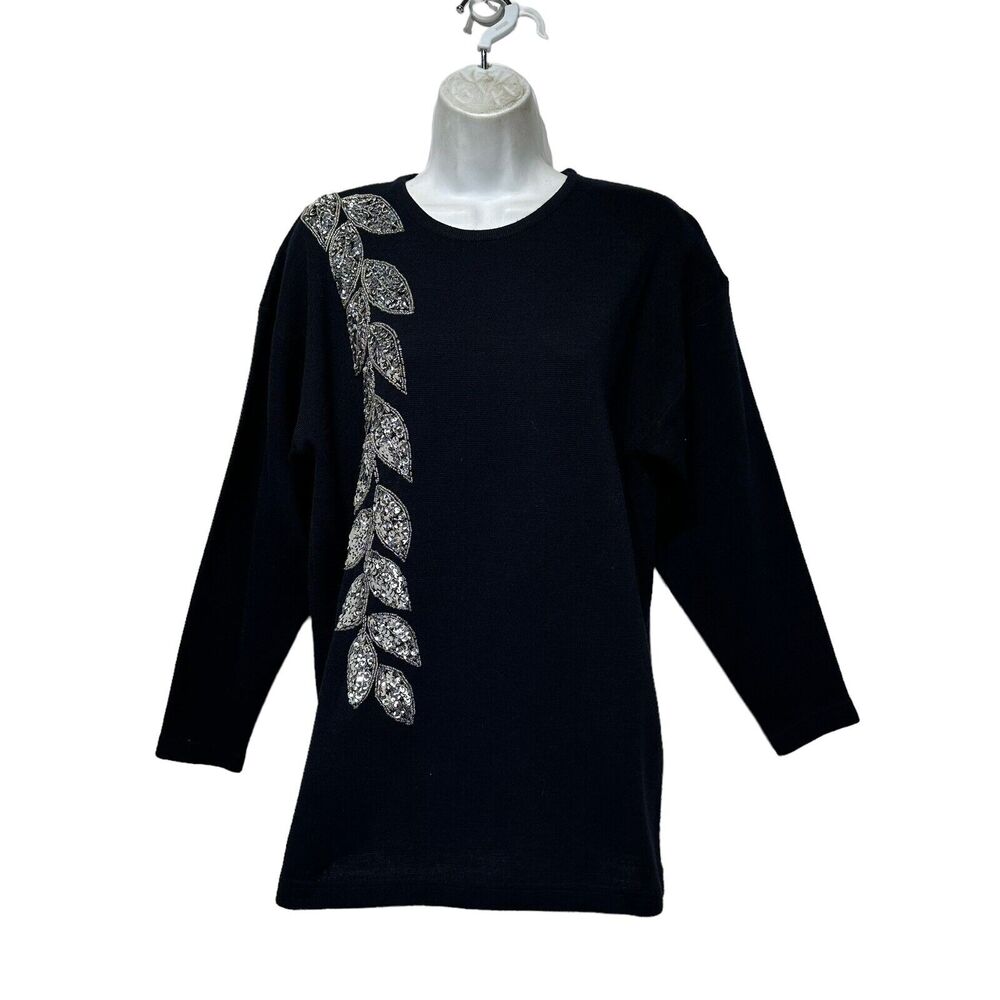 outlander Petites vintage black silver sequins sweater Size PS